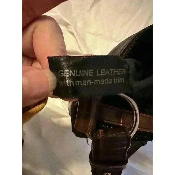 GIANI BERNINI Black Leather w/Brown Alligator Classic Style Shoulder Shopper Bag - Picture 7 of 8